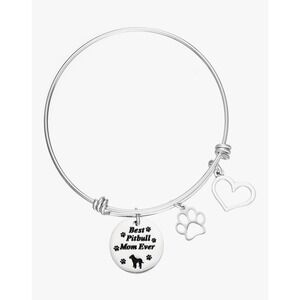 Pitbull Bracelet for Woman Jewelry Stretch Charm Best Pitbull Mom Ever NEW